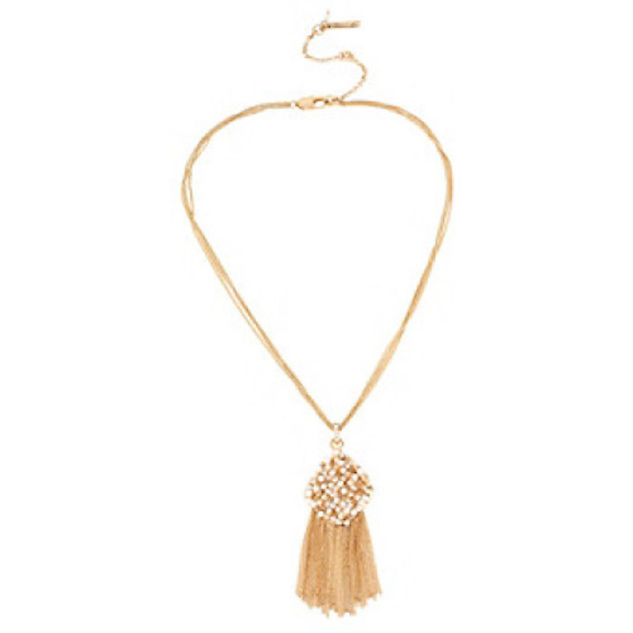 Kenneth Cole® Goldtone Woven Faceted Bead Fringe Pendant Necklace